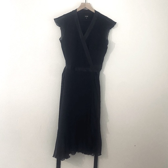 Hobbs of London Dress Black Silk Wrap Chiffon Size 10 - Picture 1 of 10